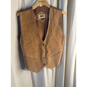 G4000‎ Genuine Tan Brown Suede Vest Western Style Large Cowboy